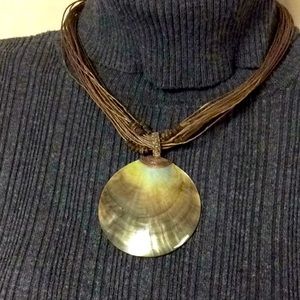🐞 Vintage Mother of Pearl, hemp and wooden bead necklace/choker